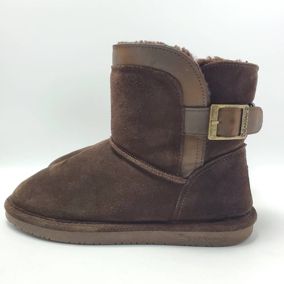 Bearpaw Shantelle Women's Winter Boots Brown Suede Wool Lined Bootie Size 9 M - Picture 2 of 12